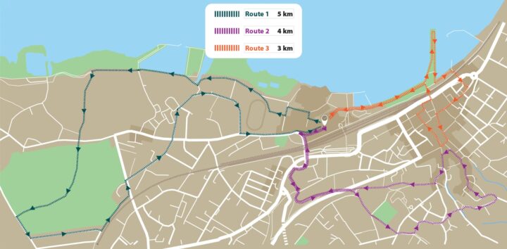 Karte mit Morning Jogging Routen